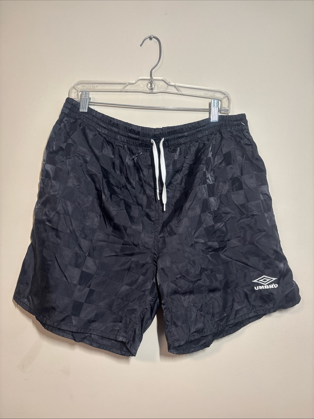 Umbro Black/White Mesh-Lined Athletic Shorts